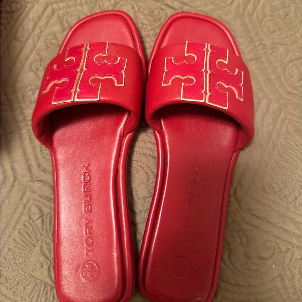 Tory Burch Double-T Leather Sport Slides